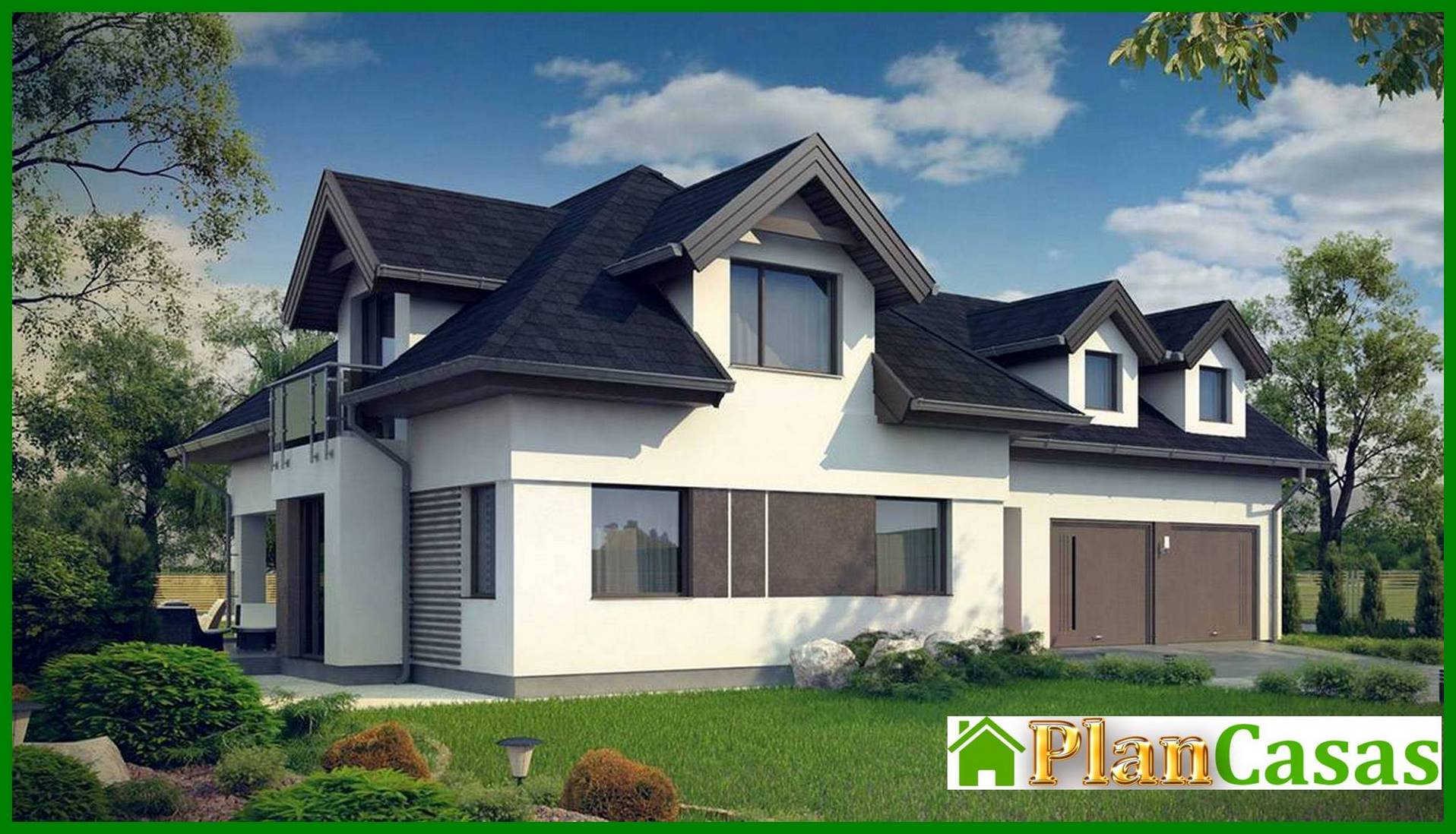 Visualization gallery - House project with interesting windows and a garage for two cars