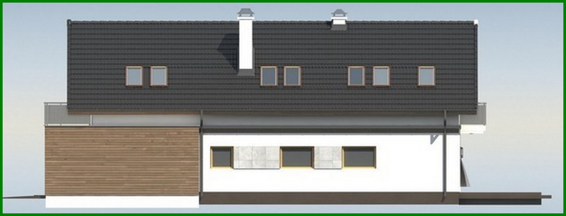 Visualization gallery - House project for a narrow plot with a terrace above the garage