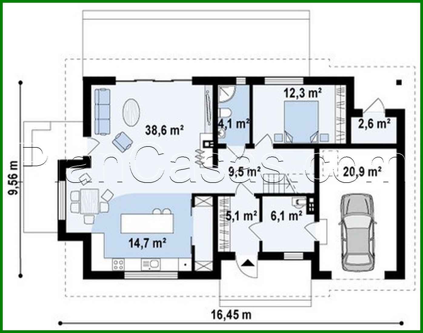 Visualization gallery - Project of a house with a gable roof and a garage