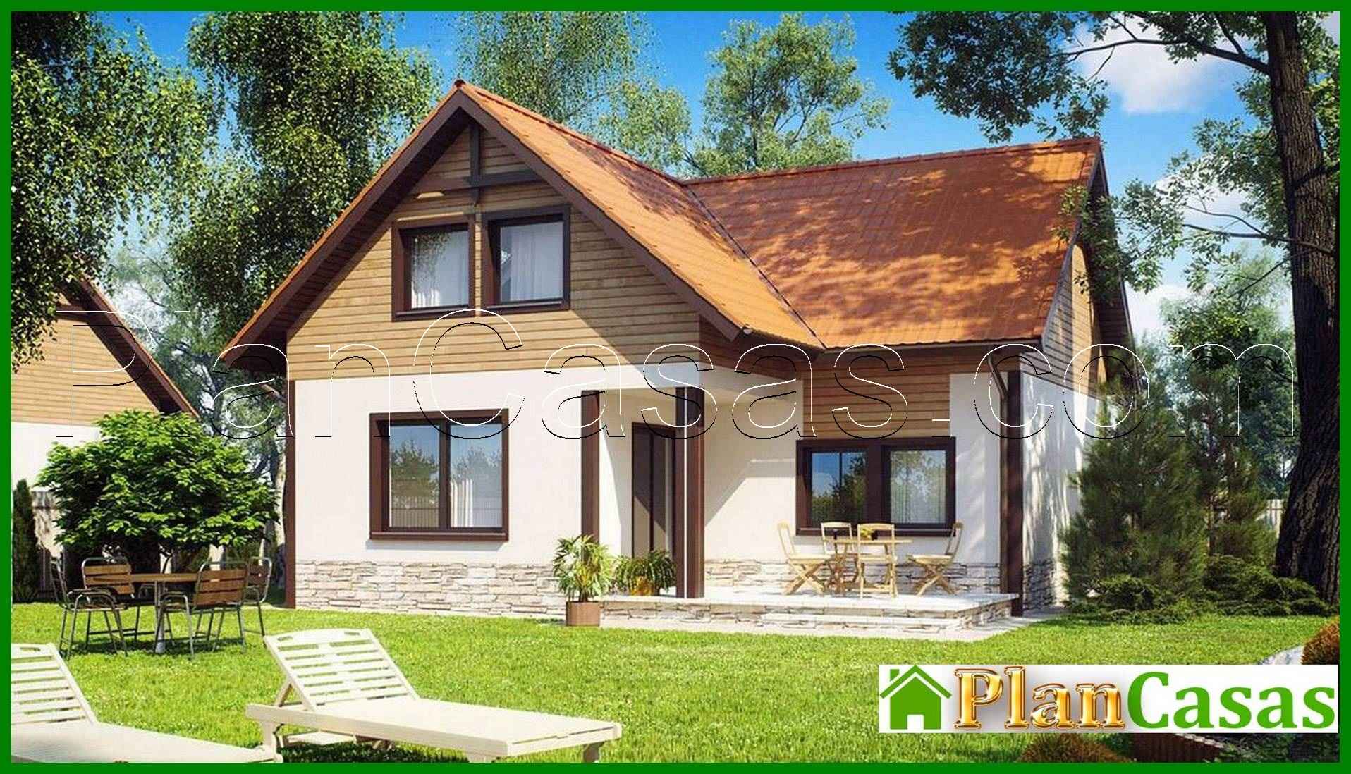 A project of a country house with an attic for a small plot house plan