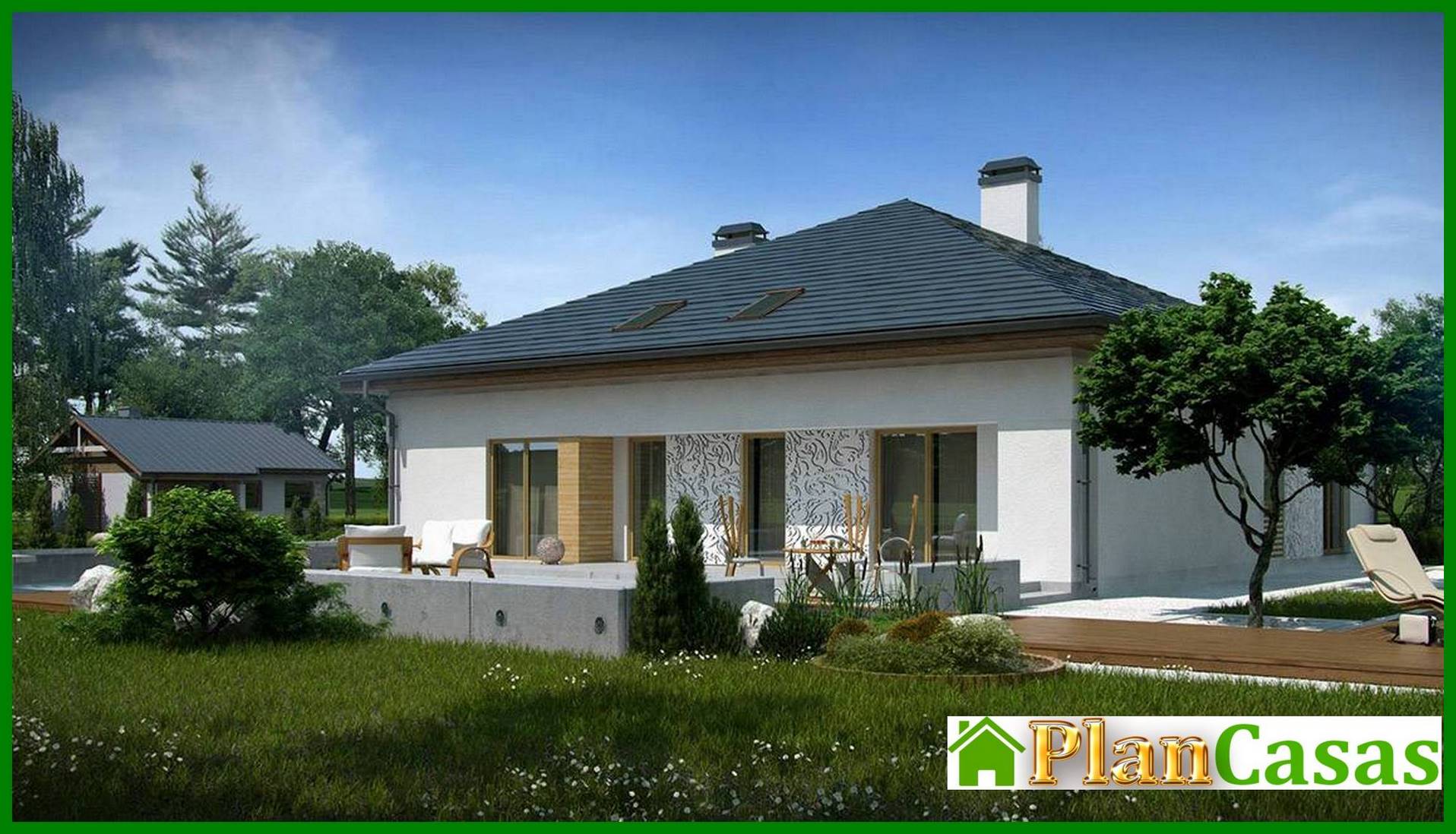 Project of a house with a sloping roof and an open attic house plan