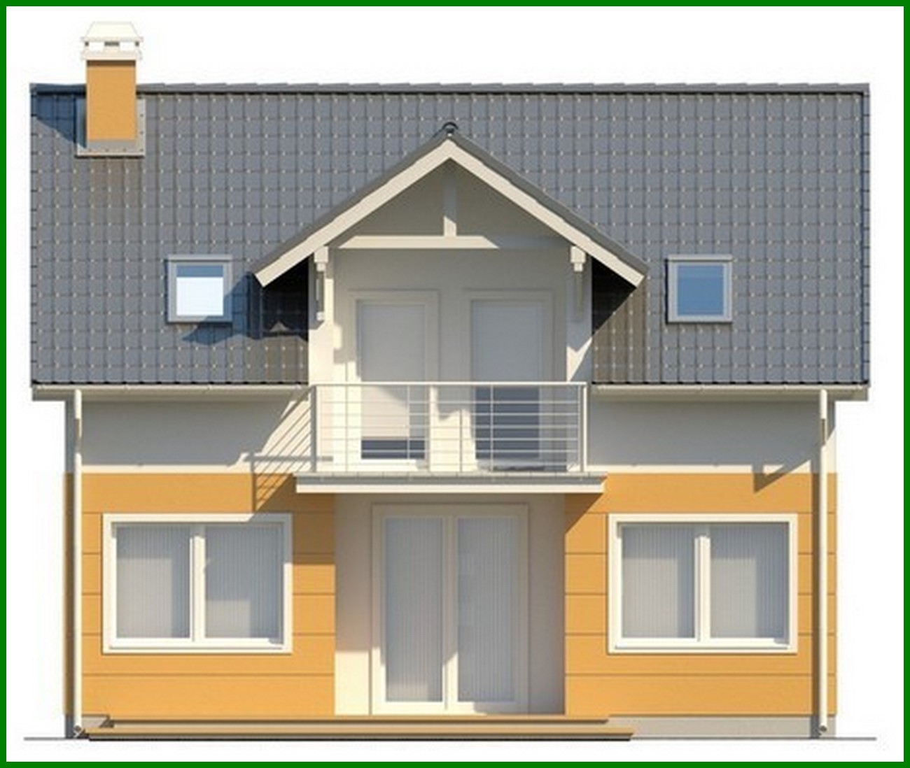 Visualization gallery - House project with attic, balcony, and kitchen from the garden