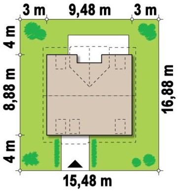 Visualization gallery - House project with attic, balcony, and kitchen from the garden