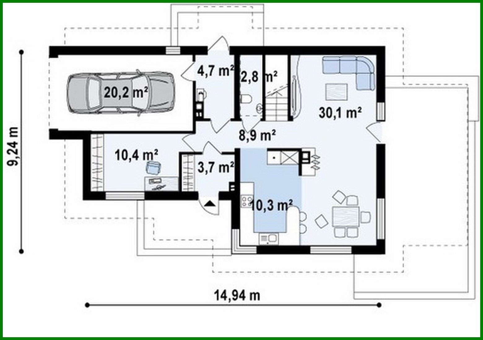 Visualization gallery - Mansard project with a balcony above the garage