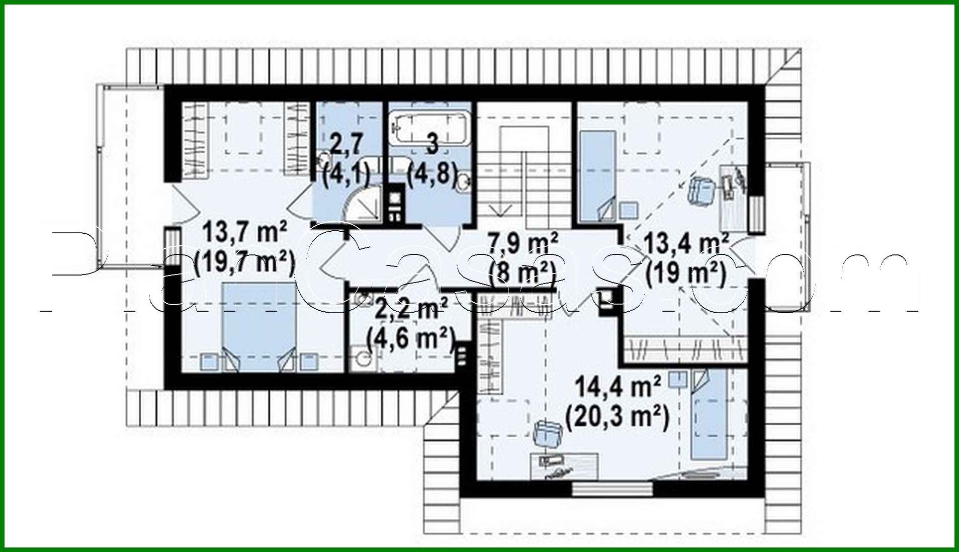 Visualization gallery - Mansard project with a balcony above the garage