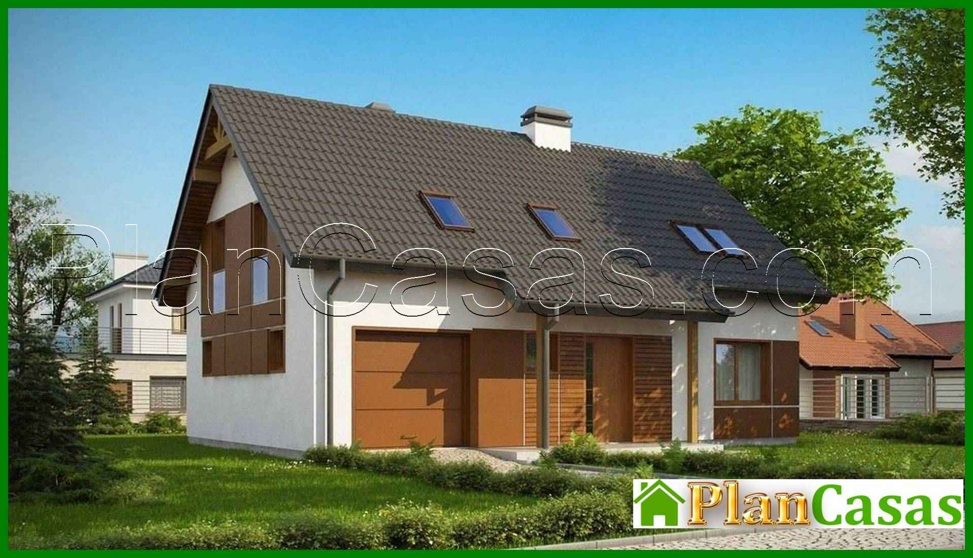 Project of a cottage with a garage house plan