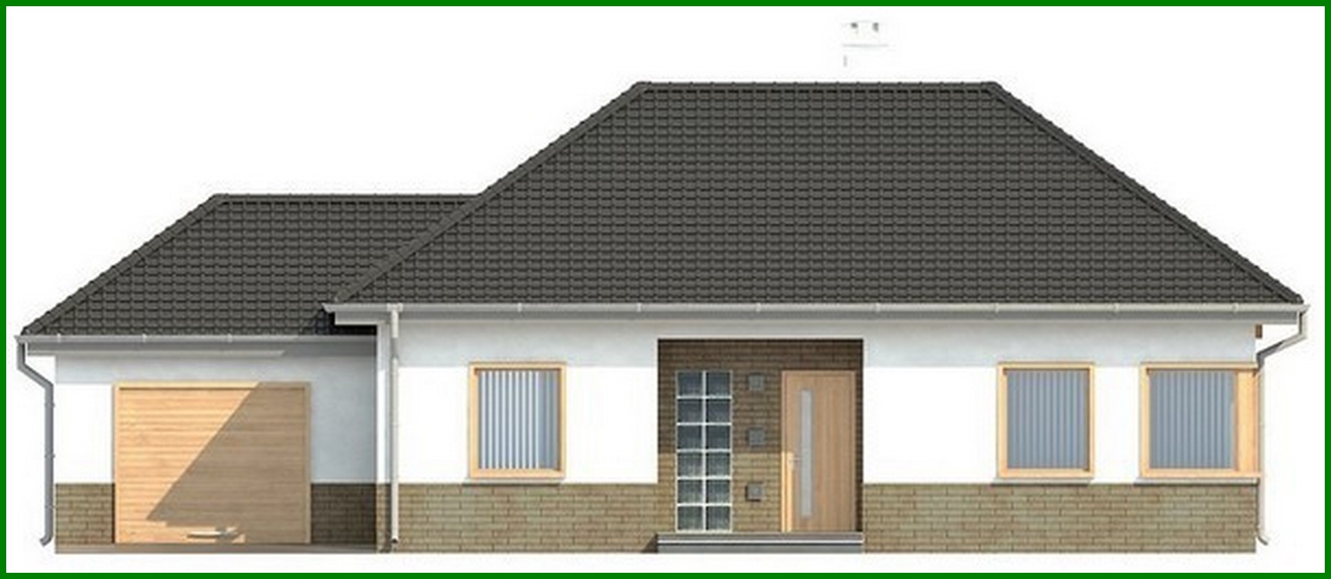 Visualization gallery - The project of a one-story summer classic house with a four-gable roof