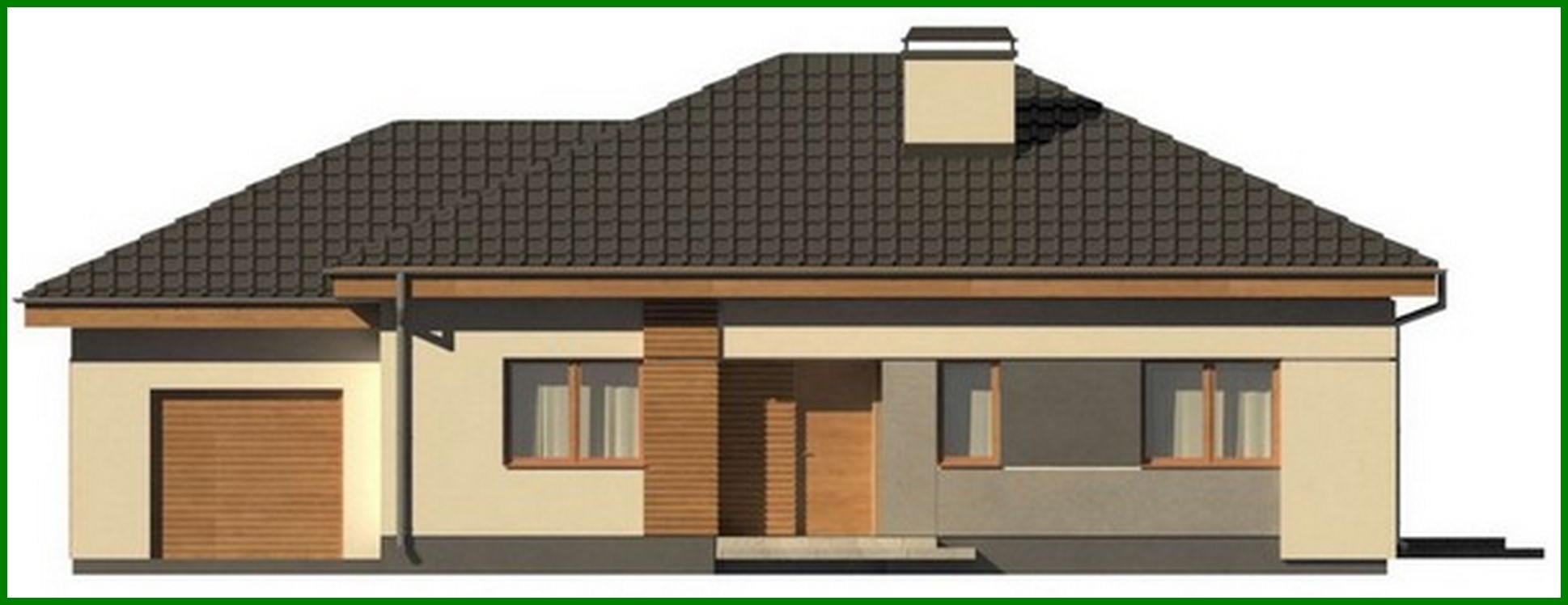 Visualization gallery - One-storey cottage project with a garage