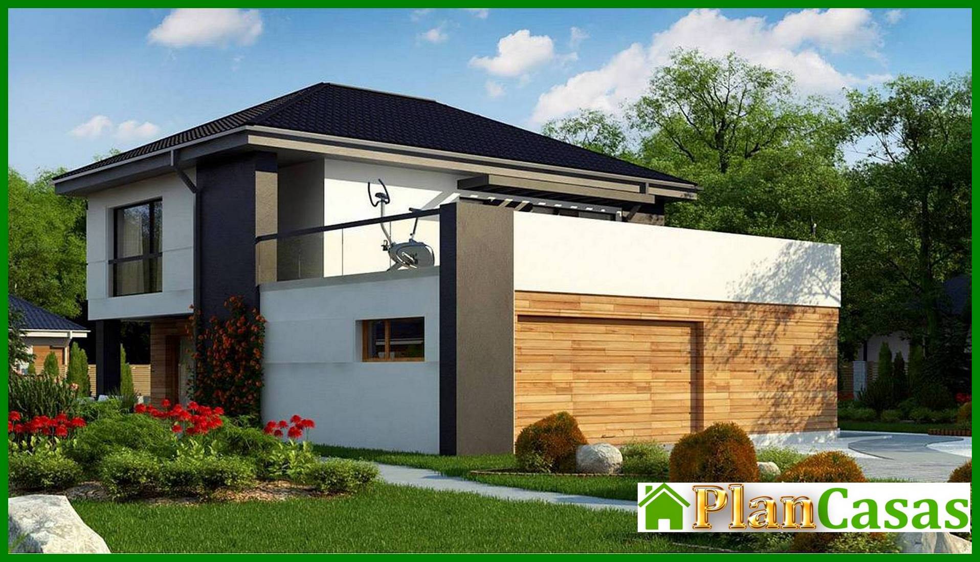 The project of a modern house of 180 square meters. m with an extension house plan