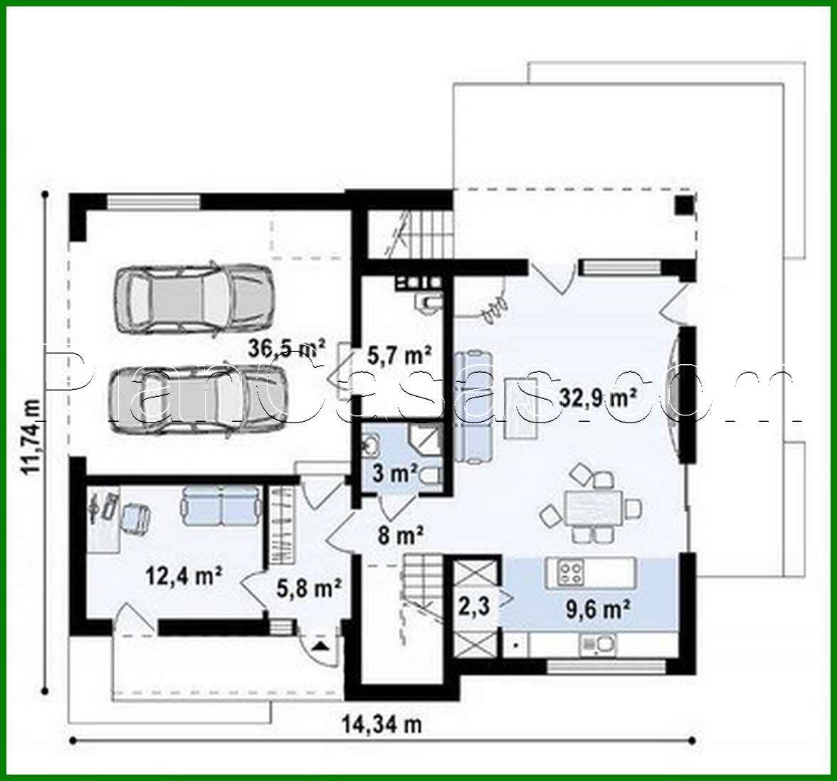 Visualization gallery - The project of a modern house of 180 square meters. m with an extension