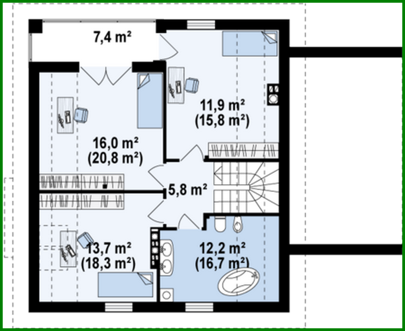 Visualization gallery - The project of a nice cottage with an area of 184 square meters. m with attached garage