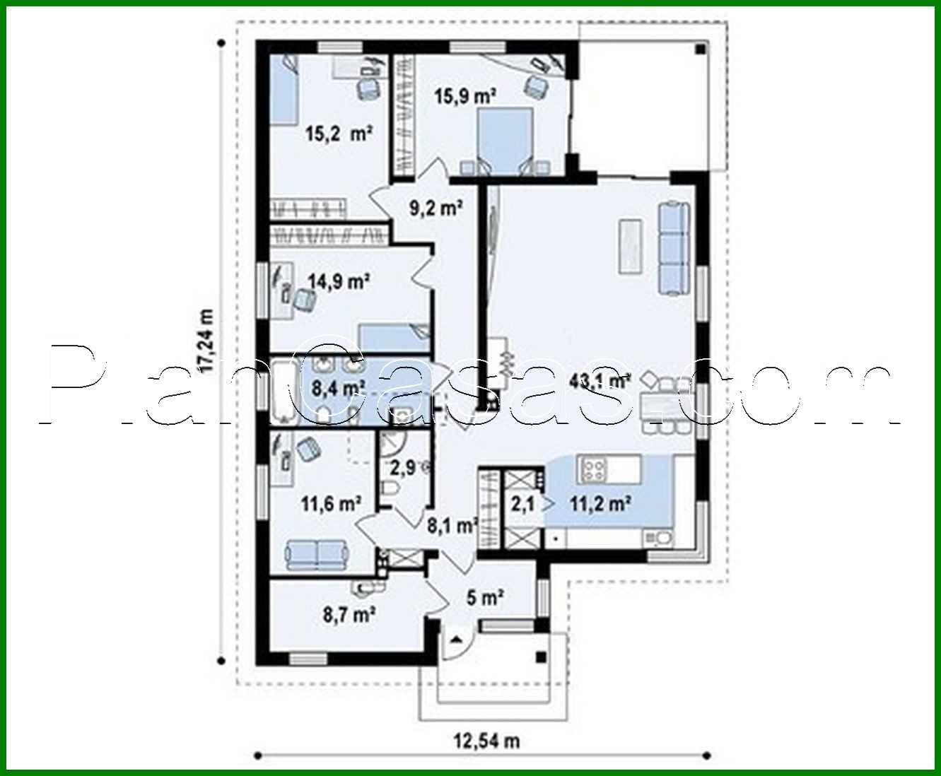Visualization gallery - The project of a nice house on 155 square meters. m with rational division of space