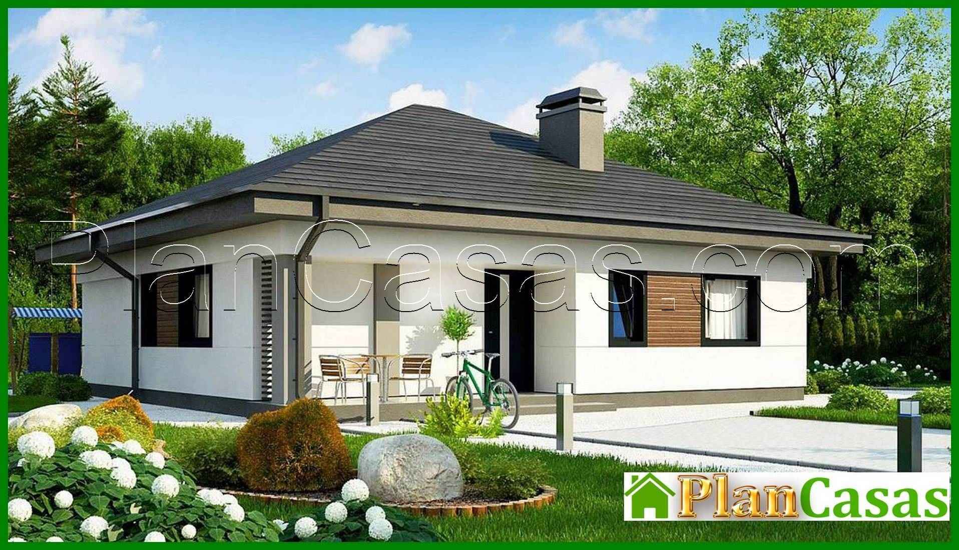 The project of a summer residence with an area of 86 square meters. m with black and white exterior house plan