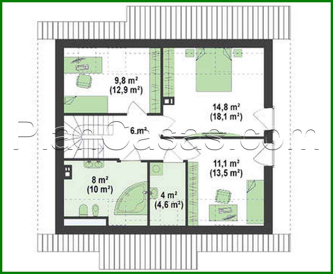 Visualization gallery - The project of a two-story house on 133 square meters m with french balconies