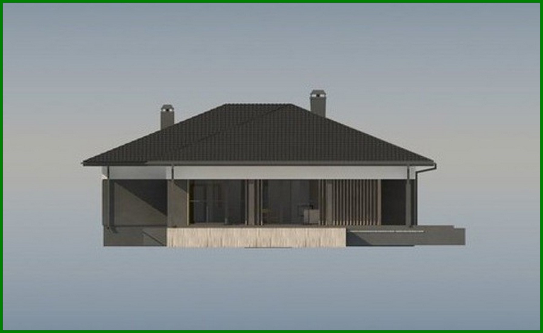 Visualization gallery - The project of a one-story house with an area of ​​186 square meters. m with artificial stone decor