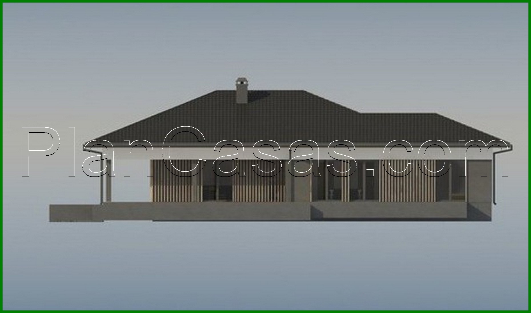 Visualization gallery - The project of a one-story house with an area of ​​186 square meters. m with artificial stone decor
