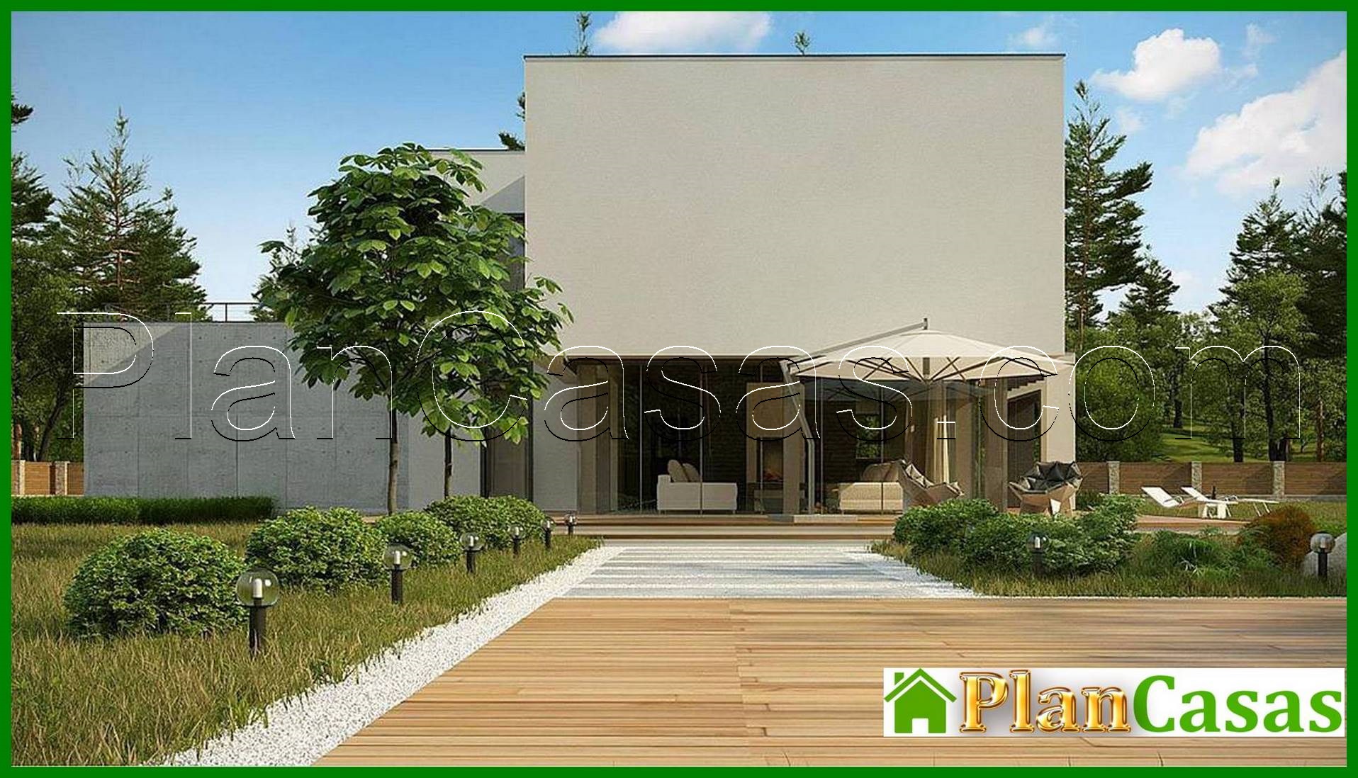 Visualization gallery - Plan of a modern mansion with an area of ​​283 square meters. m with an attached garage for two cars