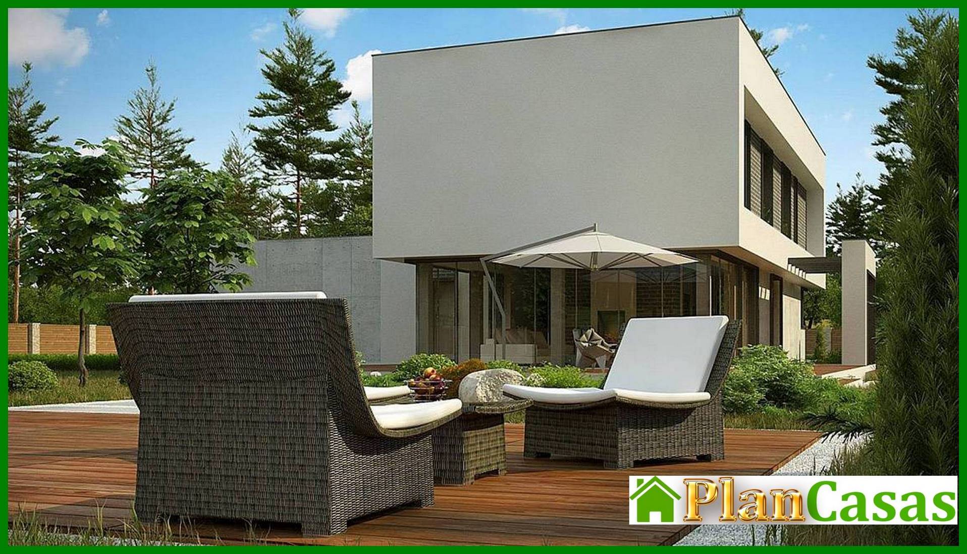 Visualization gallery - Plan of a modern mansion with an area of ​​283 square meters. m with an attached garage for two cars