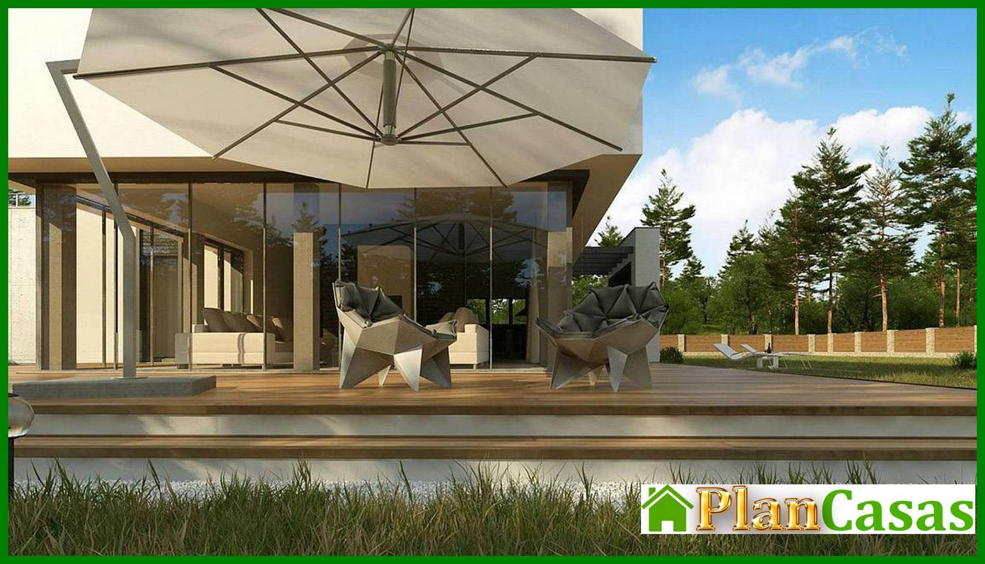 Visualization gallery - Plan of a modern mansion with an area of ​​283 square meters. m with an attached garage for two cars