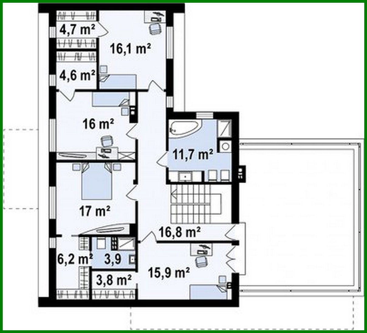 Visualization gallery - Plan of a modern mansion with an area of ​​283 square meters. m with an attached garage for two cars
