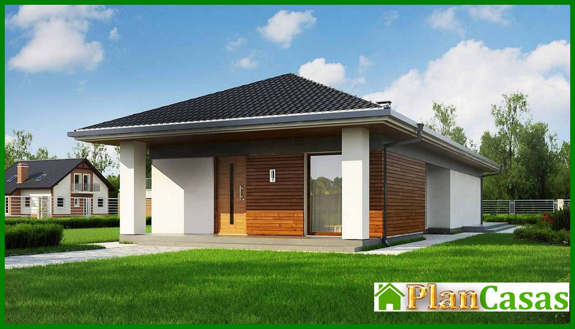 Visualization gallery - The project of a compact cottage on 116 square meters. m under a pitched roof made of metal