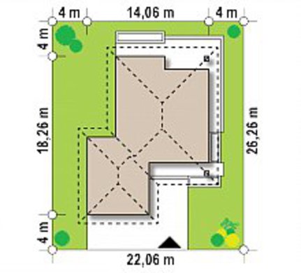 Visualization gallery - The project of a classic one-story cottage with a garage for two cars with an area of ​​up to 150 m2