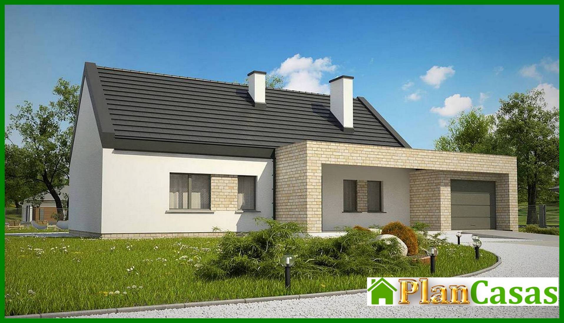 Visualization gallery - One-story classic house for a narrow plot