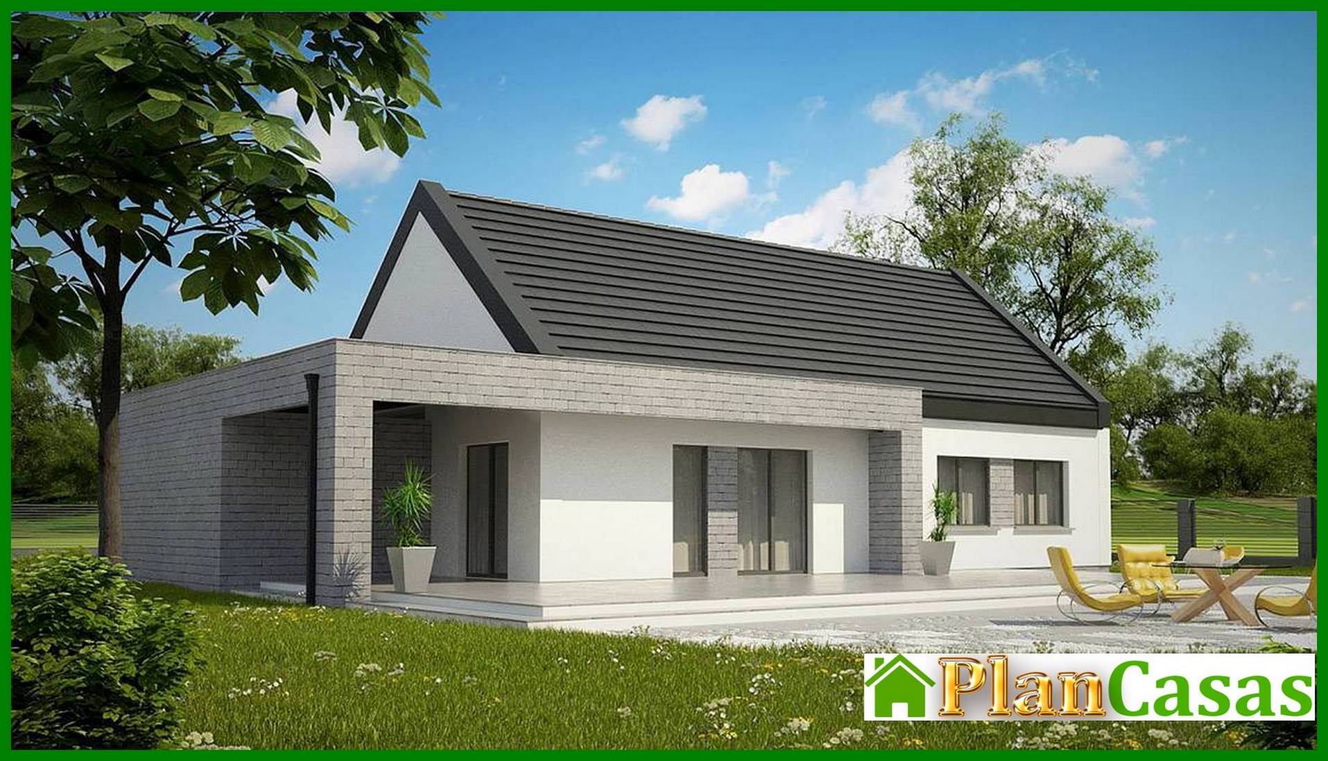 Visualization gallery - One-story classic house for a narrow plot