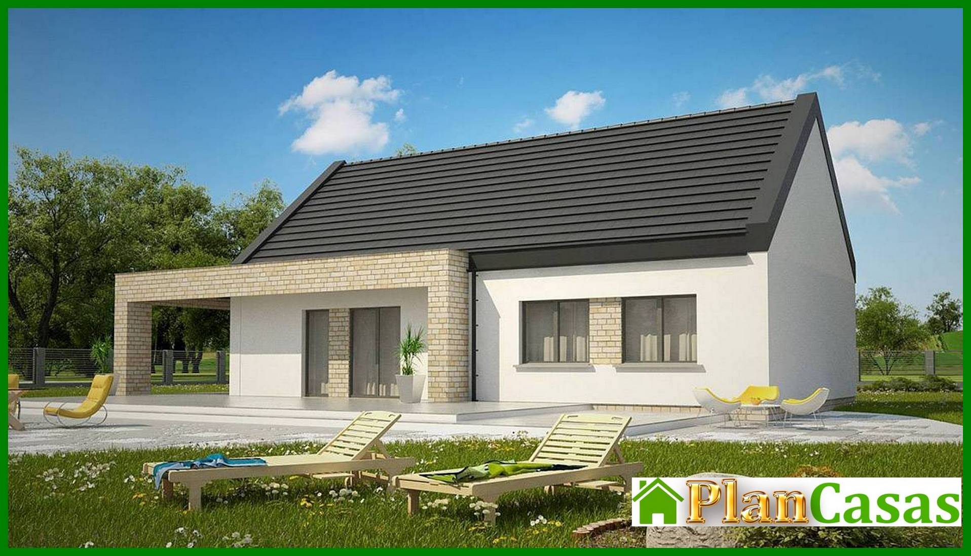 Visualization gallery - One-story classic house for a narrow plot