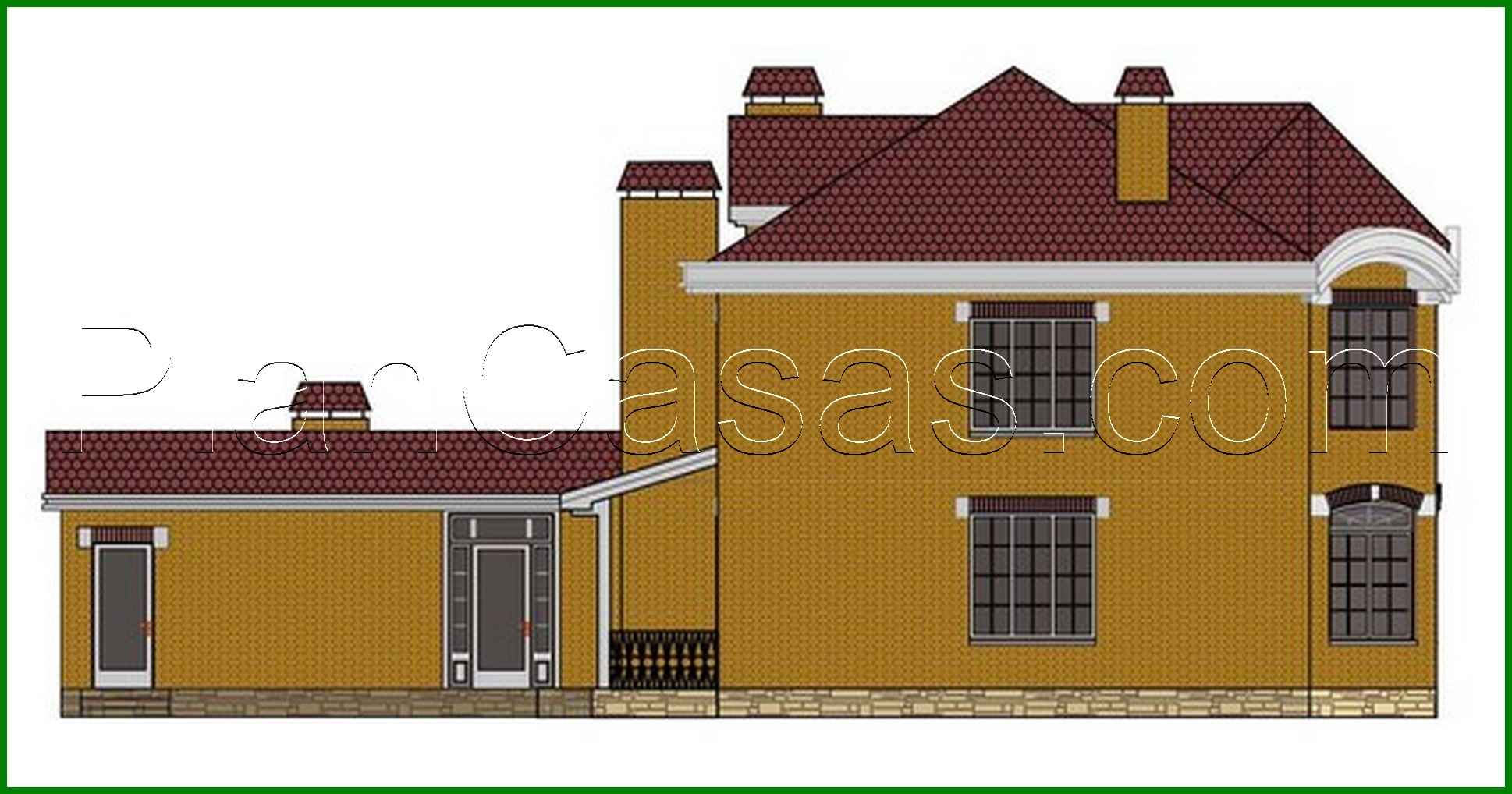 Galería de visualizaciones - Proyecto de una mansión clásica de dos plantas con fachada de ladrillo