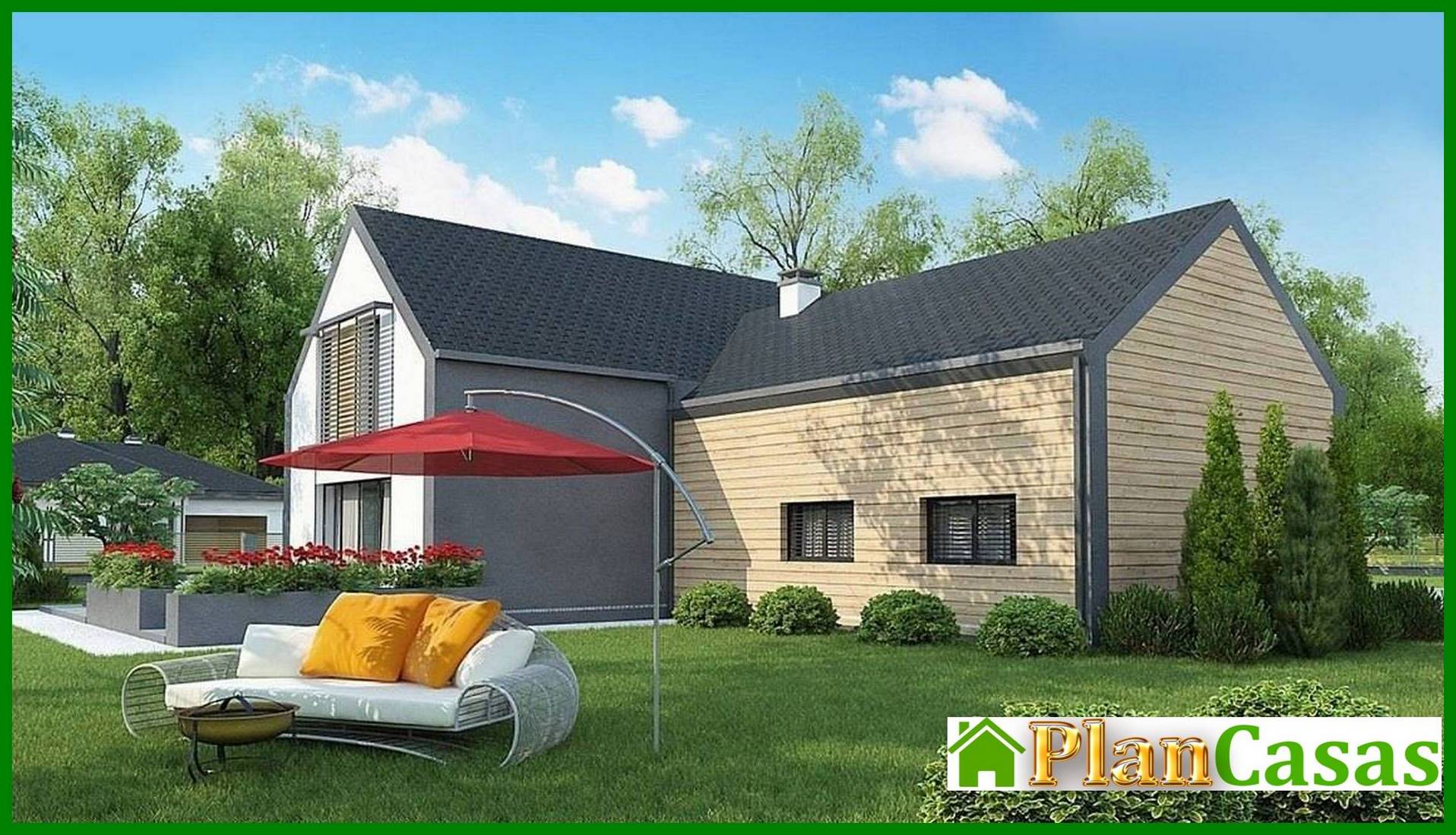 Visualization gallery - Cottage with an attic with a garage for two cars