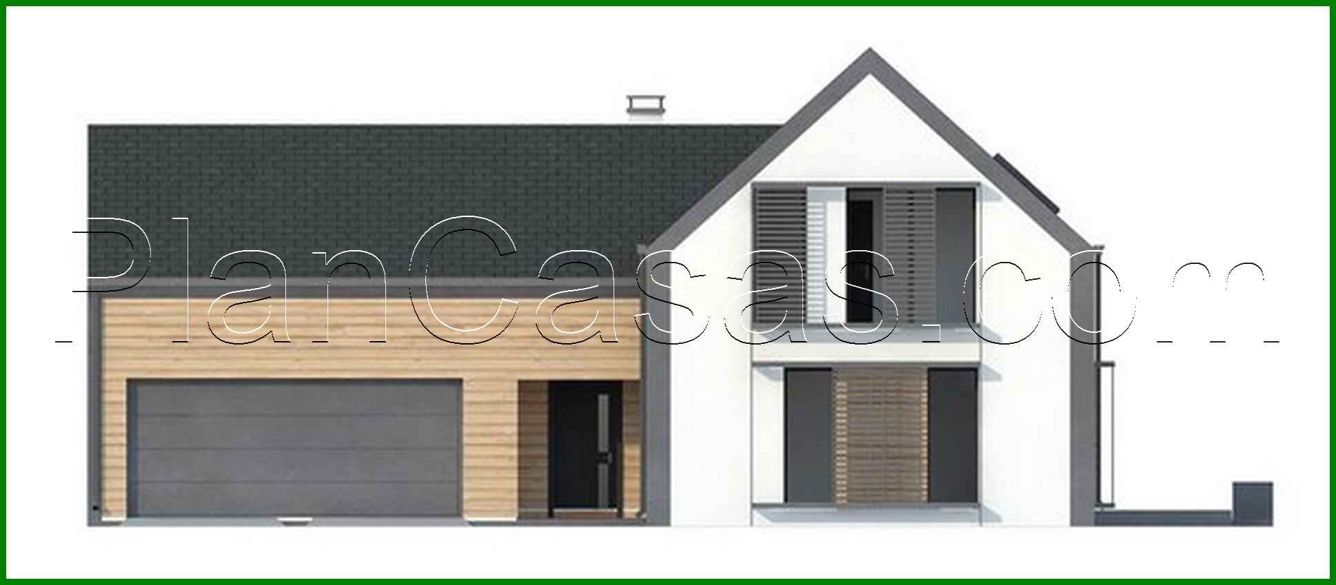 Visualization gallery - Cottage with an attic with a garage for two cars