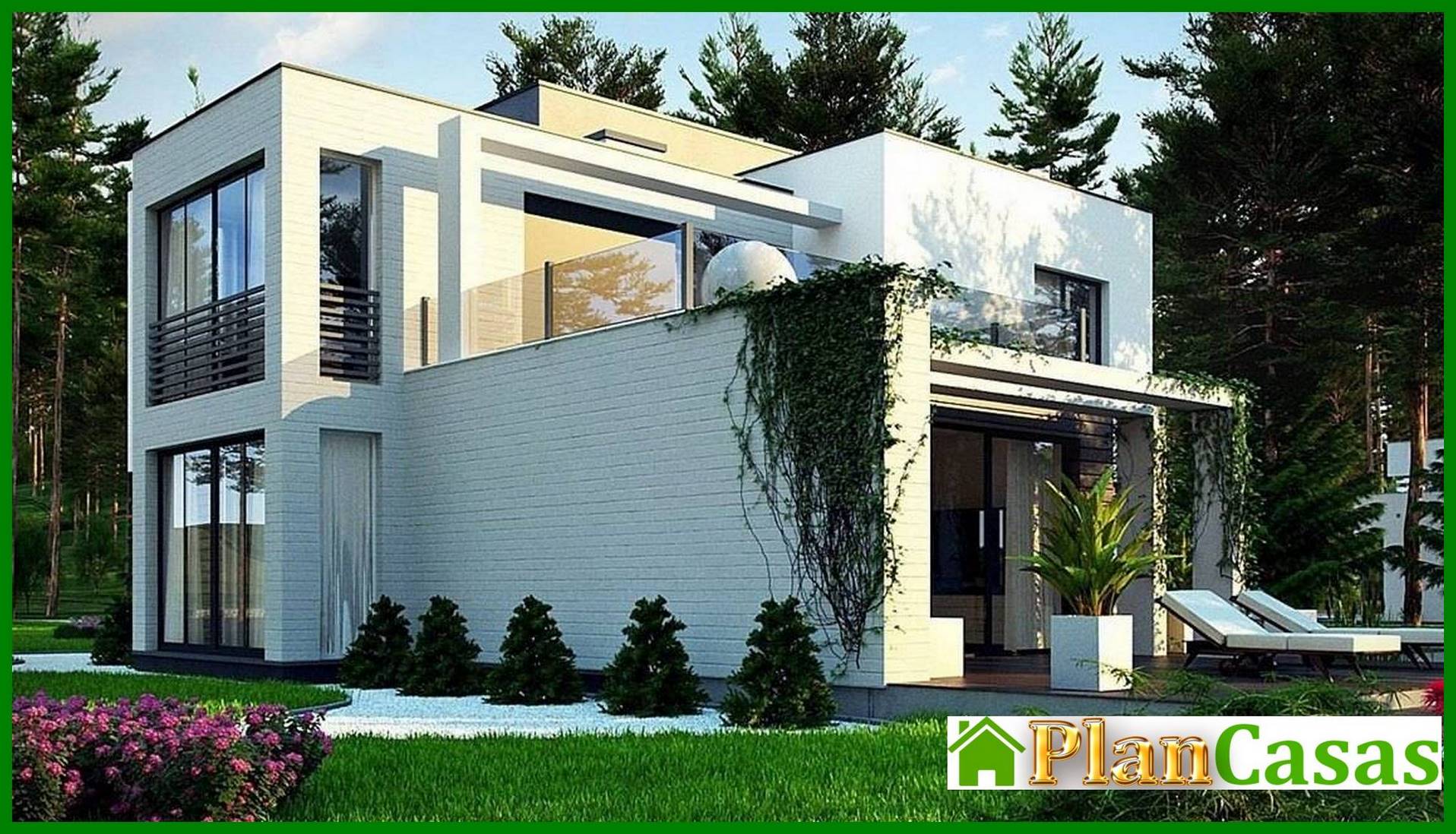 Visualization gallery - Modern two-story cottage with a terrace on the second floor