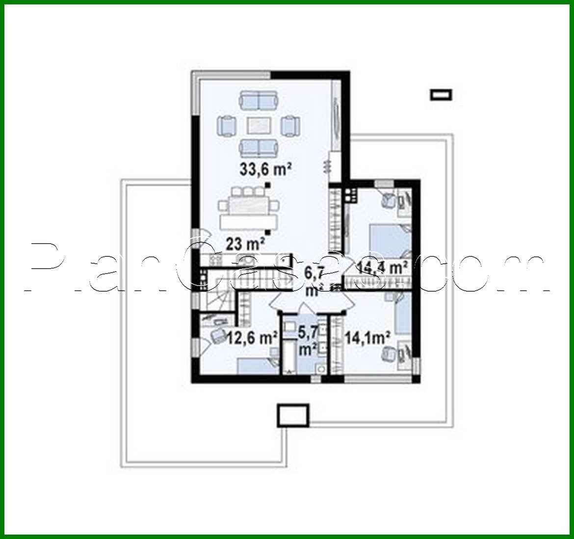 Visualization gallery - Modern two-story cottage with a flat roof with a garage for two cars