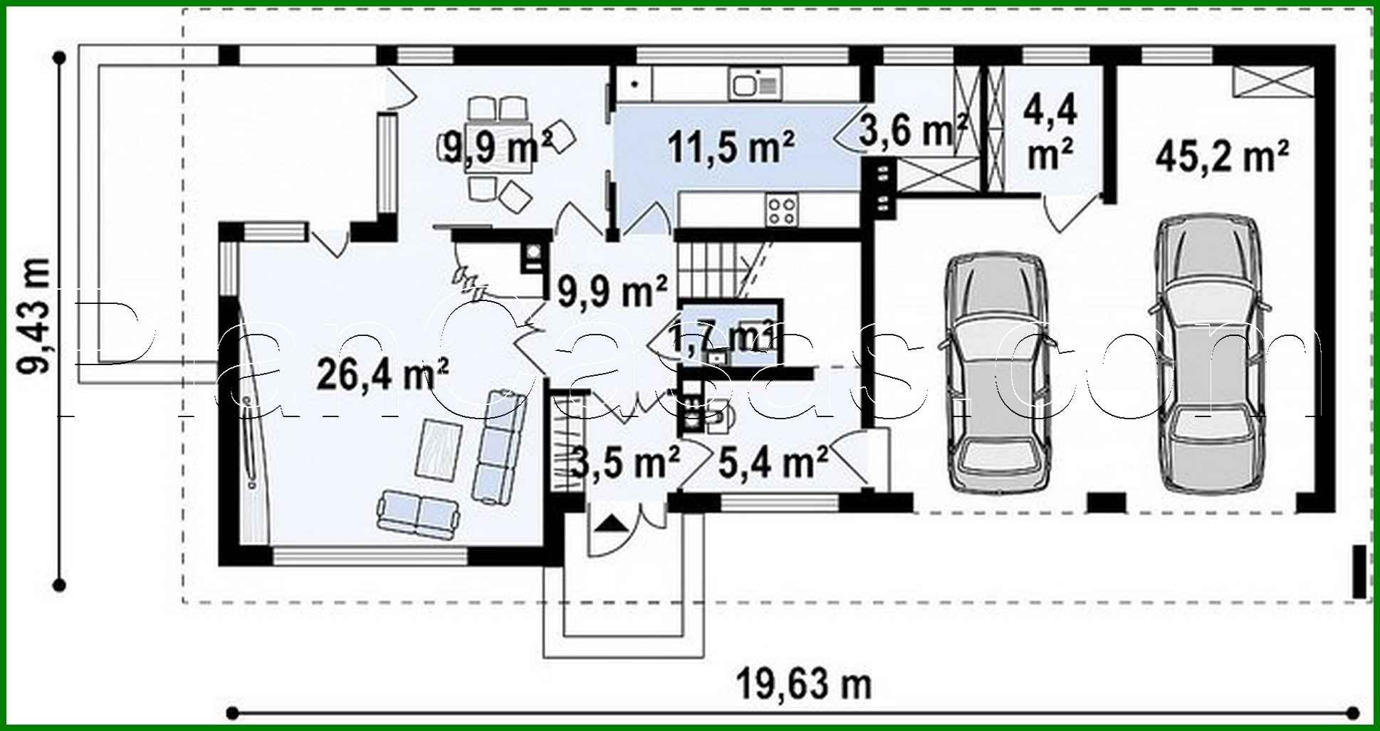 Visualization gallery - Modern two-story cottage with a garage in the annex
