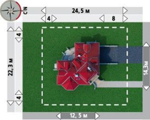 Visualization gallery - Plan of the mansion with an area of ​​231 square meters. m in a modern European style