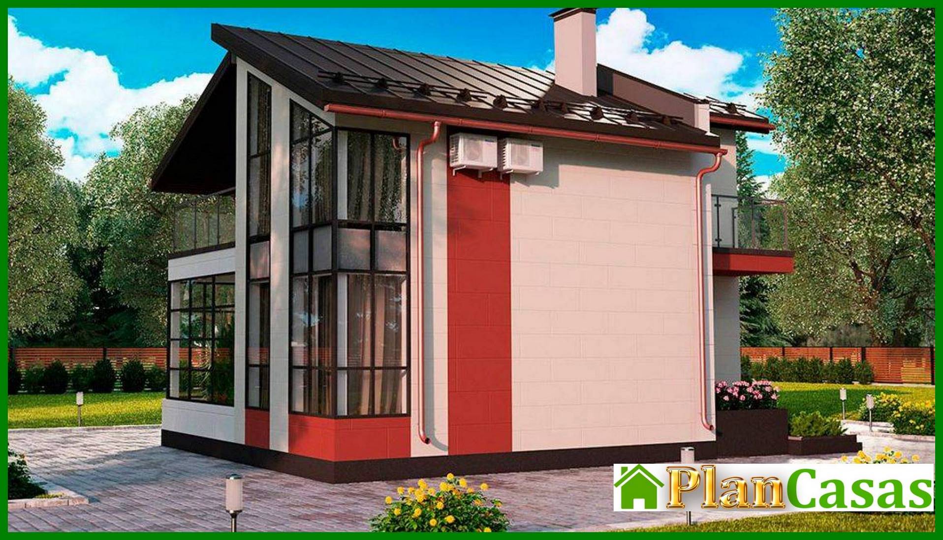 Visualization gallery - The project of a cozy cottage with large windows