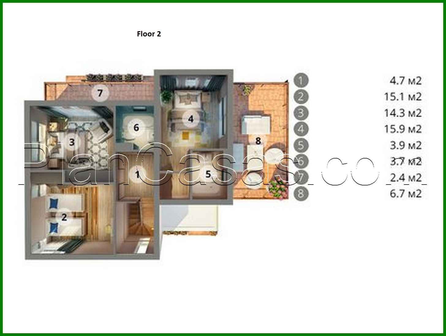 Galería de visualizaciones - Cabaña de lujo de dos plantas con sauna y sala de descanso