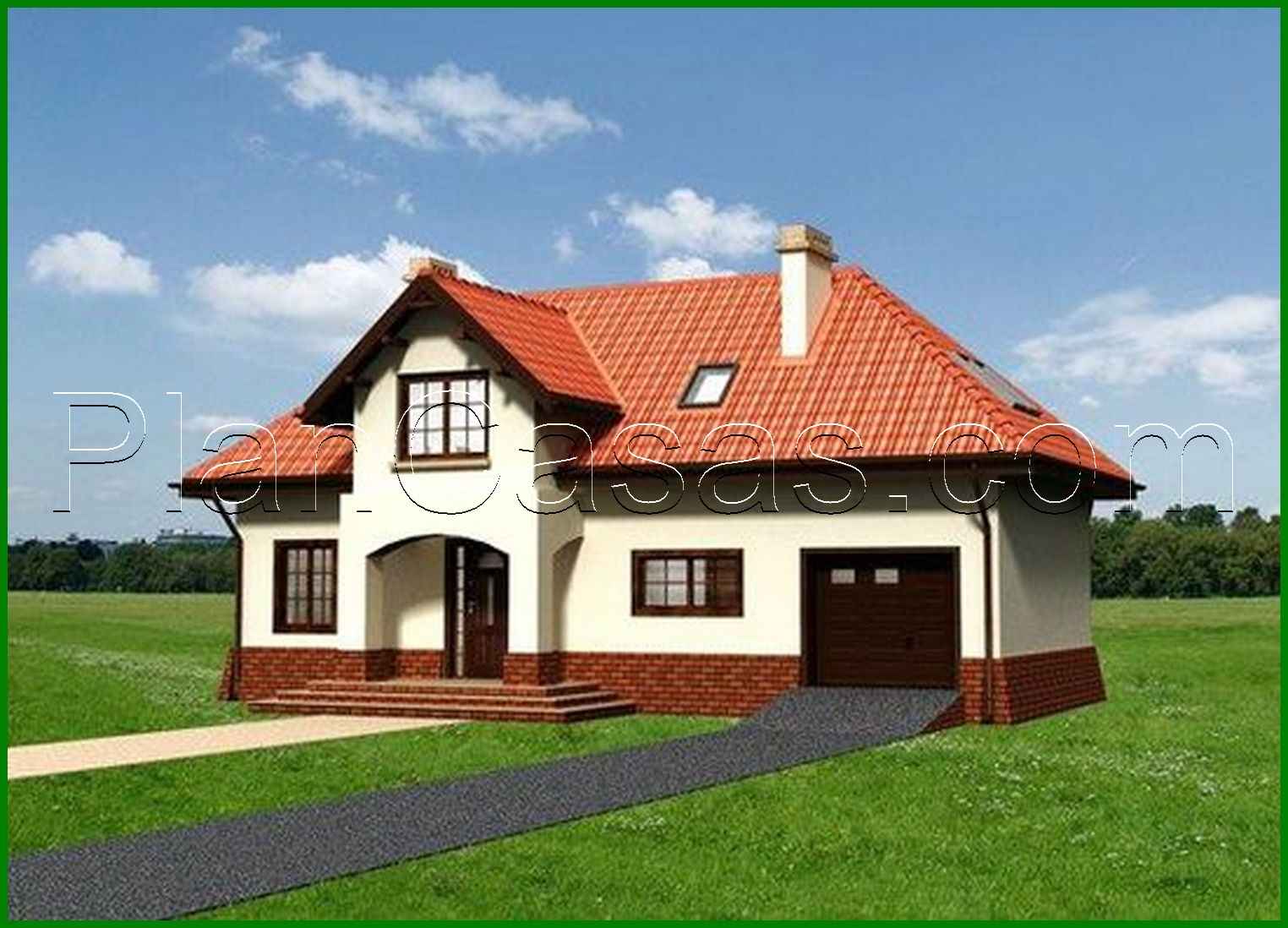 Visualization gallery - Attractive cottage project with an attic and a garage for 1 car
