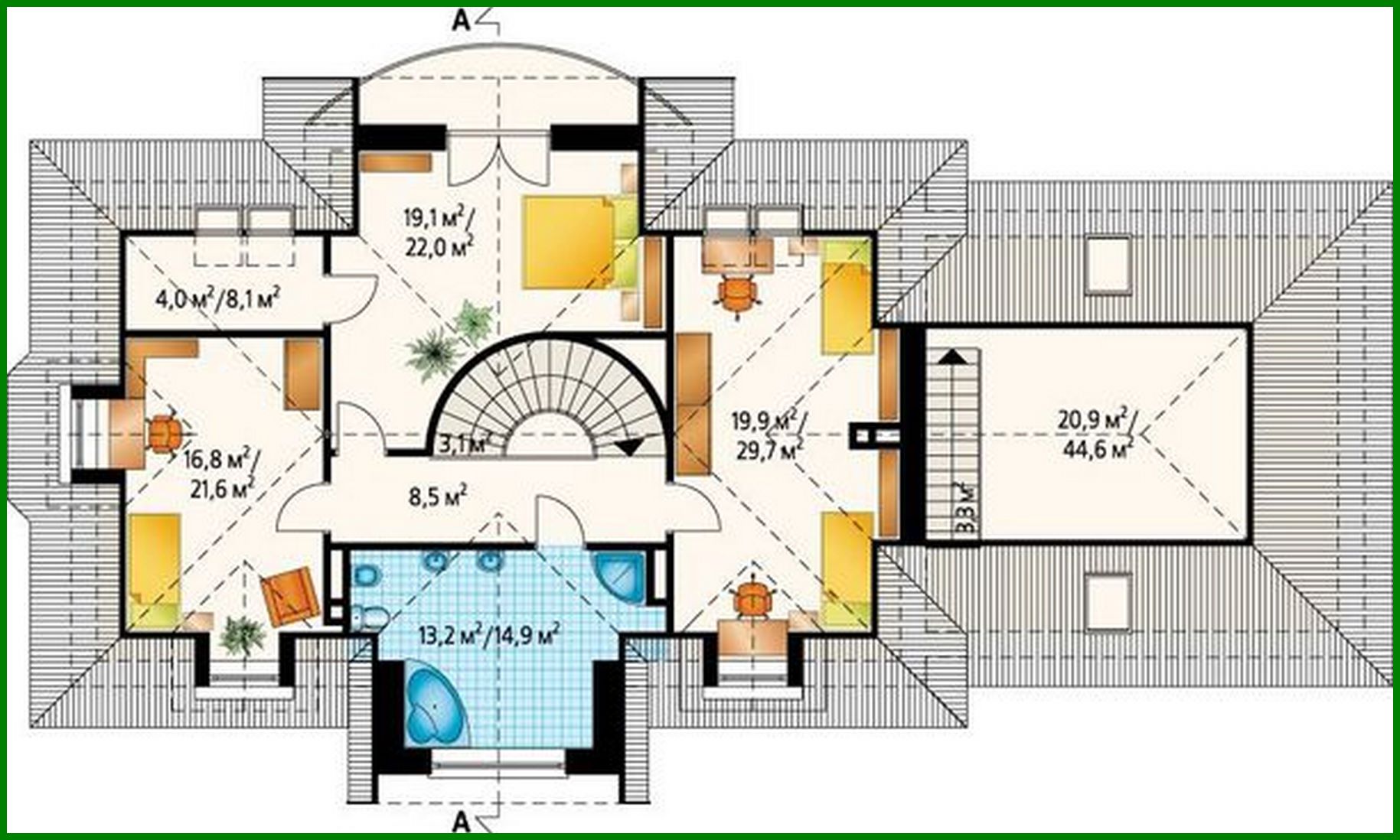 Visualization gallery - The project of a huge country cottage with a garage for two cars