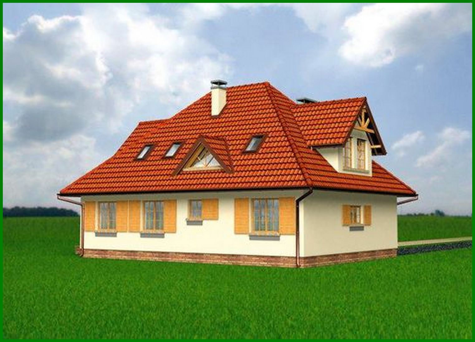 Visualization gallery - Project of an individual mansion with wooden details