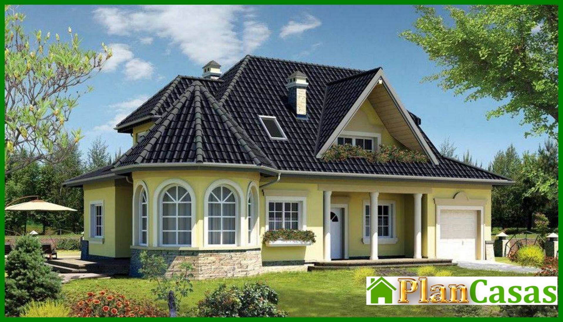 The project of a country cottage with a small terrace house plan